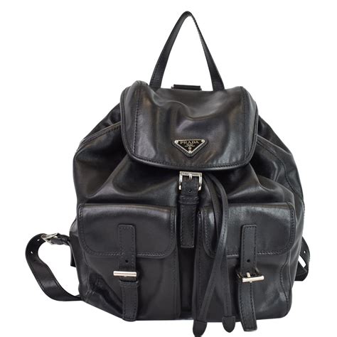 prada leather backpack black|authentic prada backpacks.